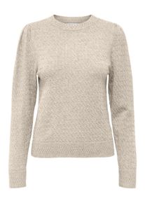 Only Damen Rundhalspullover "ONLKATIA LS PUFF O-NECK CC KNT", grau, modisch, Gr. XL, meliert, Strick, Obermaterial: 50% Viskose, 27% Nylon, 23%