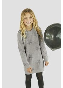 Kidsworld Mädchen Sweatkleid "Sterne-Allover Kleid", grau, modisch, Gr. 176, Glitzermuster, bedruckt, angeraute Sweatware, Obermaterial: 90%