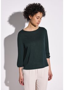 Street One Damen T-Shirt, grün, casual, Gr. 38, unifarben, Stoff, 56% Polyester, 44% Viskose, Shirts, mit 3/4 Ärmeln