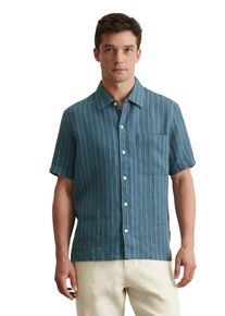 Marc O'Polo MARC O'POLO Herren Kurzarmhemd "aus reinem Leinen", blau, casual, Gr. XL, gestreift, Obermaterial: 100% Leinen, Hemden