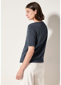 Cecil Damen T-Shirt, blau, casual, Gr. S, Jersey, Obermaterial: 76% Polyester, 20% Viskose, 4% Elasthan, Shirts, mit feiner Crepe-Struktur
