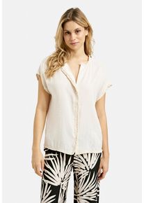 Milano Italy Damen Kurzarmbluse, beige, casual, Gr. 36, unifarben, Material: 84% Modal, 16% Polyester, Blusen, mit überschnittenen Schultern