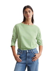 Marc O'Polo Damen Langarmshirt "aus Organic Cotton", grün, Gr. XS, MARC O'POLO DENIM, gestreift, Obermaterial: 100% Baumwolle, Shirts