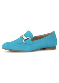 Gabor Damen Slipper, Gr. 37, blau, Ziegenveloursleder, unifarben, elegant, Schuhe, Loafer, Halbschuh, Businessschuh mit edler Zierschnalle
