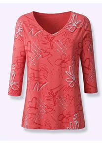Classic Basics Damen 3/4-Arm-Shirt "Shirt", pink, Gr. 52, bedruckt, gemustert, 100% Baumwolle, Shirts