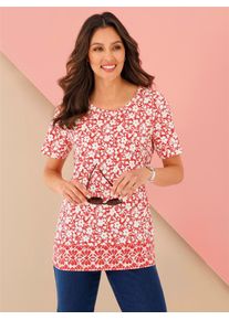 Classic Basics Damen Longshirt "Longshirt", weiß, Gr. 54, geblümt, gemustert, 100% Baumwolle, Shirts