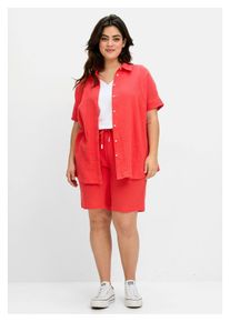 sheego Damen Bermudas "Große Größen", rot, casual, Gr. 46, unifarben, Obermaterial: 100% Baumwolle, Hosen, mit Schlupfbund, aus Musselin