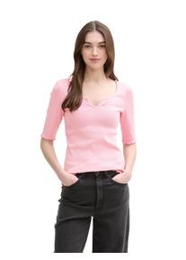 Damen T-Shirtlight dusty pink, casual, Gr. XL, Tom Tailor Denim, Strukturmuster, Rippware, Obermaterial: 96% Baumwolle, 4% Elasthan, Shirts, mit