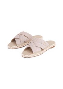 Tommy Hilfiger Damen Pantolette "CHAMBRAY ESPADRILLE MULE", Gr. 38, beige, Baumwolle, casual, Schuhe, Plateau, Sommermode, Flats, Schlüpfschuh mit