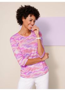 Classic Basics Damen 3/4-Arm-Shirt "3/4-Arm-Shirt", lila, Gr. 54, gemustert, mehrfarbig, bedruckt, 100% Polyester, Shirts