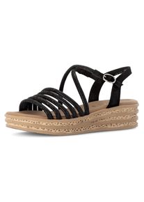 Gabor Damen Keilsandalette, Gr. 42, schwarz, Ziegenveloursleder, Synthetik, modisch, Schuhe, Plateau, Sommerschuh, Riemchensandale mit Best