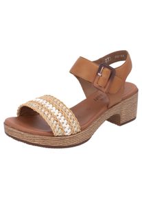 Remonte Damen Sandalette, Gr. 39, braun, Glattleder, Lederimitat, Flechtoptik, feminin, Schuhe, Blockabsatz, Plateau, Sandale, Sommerschuh mit