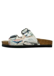 DOGO Damen Pantolette "Stella Aeroplanes Damen Sandalen/ Sandaletten / Female", Gr. 38, beige, Lederimitat, Schuhe, Vegan