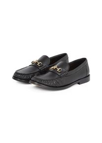 Tommy Hilfiger Damen Loafer "SOFT LEATHER HORSEBIT LOAFER", Gr. 37, schwarz, Leder, klassisch, Schuhe, Blockabsatz, Businessschuh, Slipper mit