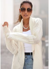 Lascana Damen Cardigan, beige, modisch, Gr. 32, unifarben, Grobstrick, Obermaterial: 60% Polyacryl, 20% Polyamid, 20% Polyester, Strickjacken, aus