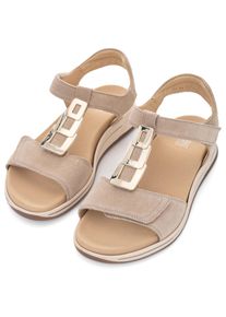 Ara Damen Sandalette "OSAKA-S", Gr. 42, beige, Ziegenveloursleder, unifarben, Basic, Schuhe, Keilsandale, Sommerschuh, Komfortschuh in Weite H (=