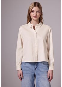 Damen Langarmblusemellow vanilla, casual, Gr. 40, STREET ONE STUDIO, unifarben, Web, 100% Baumwolle, Blusen, mit Knopfleiste