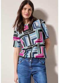 Cecil Damen Print-Shirt, weiß, casual, Gr. XXL, bedruckt, Stoff, 55% Polyester, 45% Viskose, Shirts, mit Elastiksaum