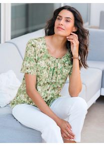 Inspirationen Damen Print-Shirt "Druck-Shirt", grün, Gr. 40, gemustert, mehrfarbig, 95% Baumwolle, 5% Elasthan, Shirts