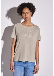 Street One Damen T-Shirtmoonstone sand, casual, Gr. 40, bedruckt, Stoff, 80% Polyester, 20% Viskose, Shirts, im angenehmen Materialmix
