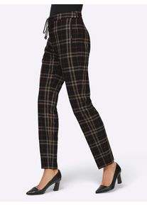 Heine Damen Webhose, braun, Gr. 40, gemustert, kariert, 65% Polyester, 33% Viskose, 2% Elasthan, Hosen