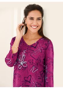 Classic Basics Damen 3/4-Arm-Shirt "Shirt", pink, Gr. 48, bedruckt, gemustert, 100% Baumwolle, Shirts