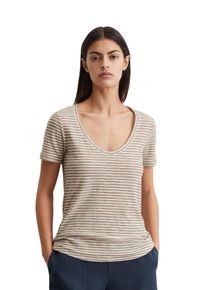 Marc O'Polo MARC O'POLO Damen T-Shirt "aus Organic Cotton Slub Jersey"multi, dusty braun, inside out, Basic, Gr. XXS, gestreift, Obermaterial: 100% Baumwolle,