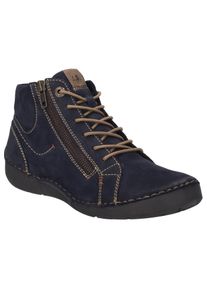 Josef Seibel Damen Schnürstiefelette "Fergey 67", Gr. 42, blau, Leder, casual, Schuhe, Schnürstiefel, Winterstiefel, Bequemschuh mit Reißverschluss