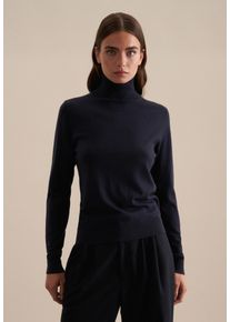 Seidensticker Damen Strickpullover "Schwarze Rose", blau, Gr. M, unifarben, 100% Wolle, Pullover, Langarm Rollkragen Uni