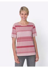 Classic Basics Damen Kurzarmshirt "Shirt", weiß, Gr. 56, gemustert, mehrfarbig, 100% Baumwolle, Shirts