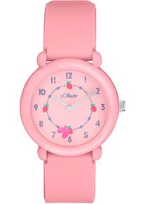 s.Oliver Kinder Quarzuhr, rosa, Armbanduhren, Armbanduhr, Kinderuhr, Mädchen, Erdbeeren, analog, Silikonarmband