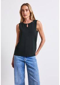 Street One Damen Shirttoppine grove grün, casual, Gr. 40, unifarben, Jersey, 95% Viskose, 5% Elasthan, Tops, mit Materialmix
