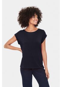 Saint Tropez Damen Rundhalsshirt, blau, casual, Gr. S, Jersey, Obermaterial: 95% Lyocell, 5% Elasthan, Shirts, Basic in edler LYOCELL Qualität