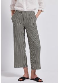 Street One Damen Stoffhose, schwarz, casual, Gr. 36, gestreift, Stoff, 69% Viskose, 28% Baumwolle, 3% Elasthan, Hosen, im Loose Fit