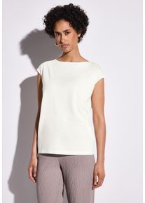 Street One Damen T-Shirt, weiß, casual, Gr. 42, unifarben, Web, Stoff, 50% Baumwolle, 50% Modal, Shirts, mit U-Boot-Ausschnitt