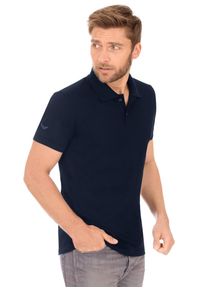 TRIGEMA Herren Poloshirt "TRIGEMA Slim Fit Poloshirt aus DELUXE-Piqué", blau, Basic, Gr. L, 100% Baumwolle, Shirts