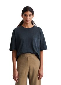 Marc O'Polo MARC O'POLO Damen T-Shirt "mit gewebter Brusttasche"muted blau, Basic, Gr. XXS, unifarben, Obermaterial: 100% Baumwolle, Shirts