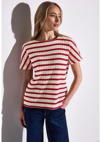 Street One Damen Kurzarmpullover, rot, casual, Gr. 42, gestreift, Strick, Obermaterial: 60% Polyester, 40% Baumwolle, Pullover, gestreift, in