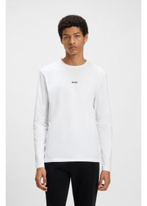BOSS Orange Herren Langarmshirt "TChark", weiß, casual, Gr. XXL, unifarben, bestickt, Single Jersey, Obermaterial: 96% Baumwolle, 4% Elasthan,