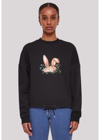 F4NT4STIC Damen Sweatshirt "Blumen Osterhasen Ohren Dekor", schwarz, casual, Gr. L, Obermaterial: 65% Baumwolle, 35% Polyester, Sweatshirts, Premium
