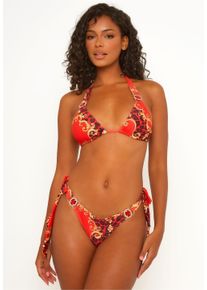 MODA MINX Damen Triangel-Bikini-Top "Bella Vita", rot, feminin, Gr. XS, mehrfarbig, 82% Polyamid, 18% Elasthan, Bikini-Oberteile, mit tollem