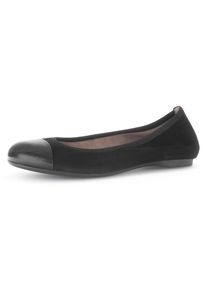 Gabor Damen Ballerina, Gr. 44, schwarz, Ziegenveloursleder, Nappaleder, unifarben, klassisch, Schuhe, Blockabsatz, Schlupfschuh, Businesschuh mit