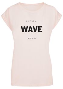Merchcode Herren T-Shirt "Merchcode Damen Ladies Summer - Life is a wave T-Shirt", pink, casual, Gr. 4XL, bedruckt, 100% Baumwolle, Shirts