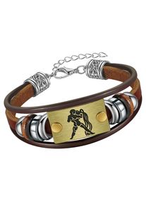 Firetti Armband "Schmuck Geschenk Armschmuck Armkette Edelstein Sternzeichen", Wassermann, Edelstahl-Messing-Leder, bunt, Edelstahl, Messing, Leder,