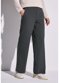 Street One Damen Anzughose, grau, casual, Gr. 36, unifarben, Stoff, 88% Polyester, 12% Elasthan, Hosen, mit Elastikbund