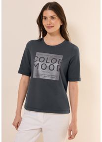 Cecil Damen T-Shirtvolcanic grau, casual, Gr. XXL, bedruckt, Stoff, 63% Modal, 35% Baumwolle, 2% Elasthan, Shirts, mit Rundhalsausschnitt