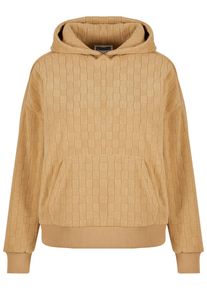 Urban Classics Damen Kapuzenpullover "Urban Classics Ladies Jacquard Velvet Oversized Hoodie", beige, casual, Gr. S, mehrfarbig, 100% Polyester,