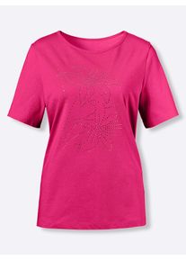 Classic Basics Damen Kurzarmshirt "Shirt", pink, Gr. 50, unifarben, geblümt, 100% Baumwolle, Shirts