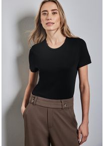 Street One Damen T-Shirt, schwarz, casual, Gr. 40, unifarben, Jersey, Obermaterial: 50% Baumwolle, 50% Modal, Shirts