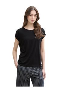 Damen T-Shirt, schwarz, casual, Gr. XL, Tom Tailor Denim, Jersey, Obermaterial: 73% Viskose, 27% Polyester, Shirts, mit Rundhalsausschnitt
